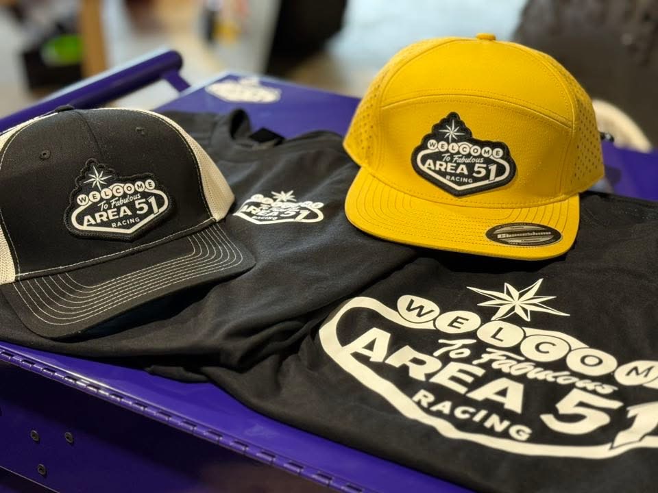 Area 51 Racing hats and shirts with embroidered and screen-printed logos